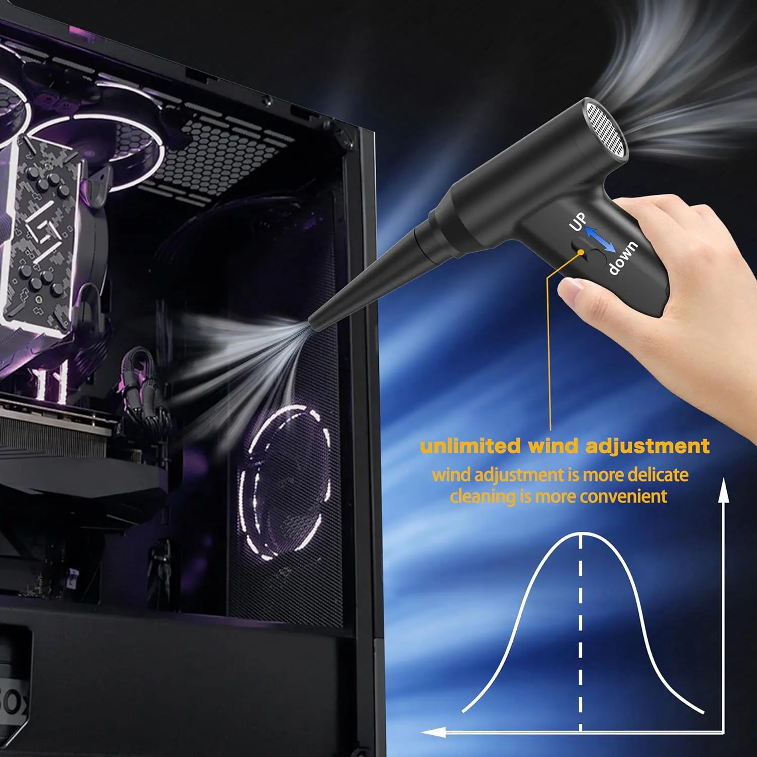 Compressed Air Duster For Computers Protable Cordless Air Blower Computer Cleaning With LED Light For PC Keyboard Crumbs Car - 7