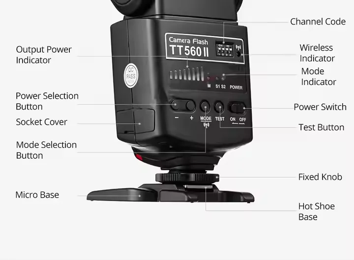 Godox TT560 II Flash TT560II with Build-in 433MHz Wireless Signal + Flash Trigger for Canon/N Pentax Olympus DSLR Cameras