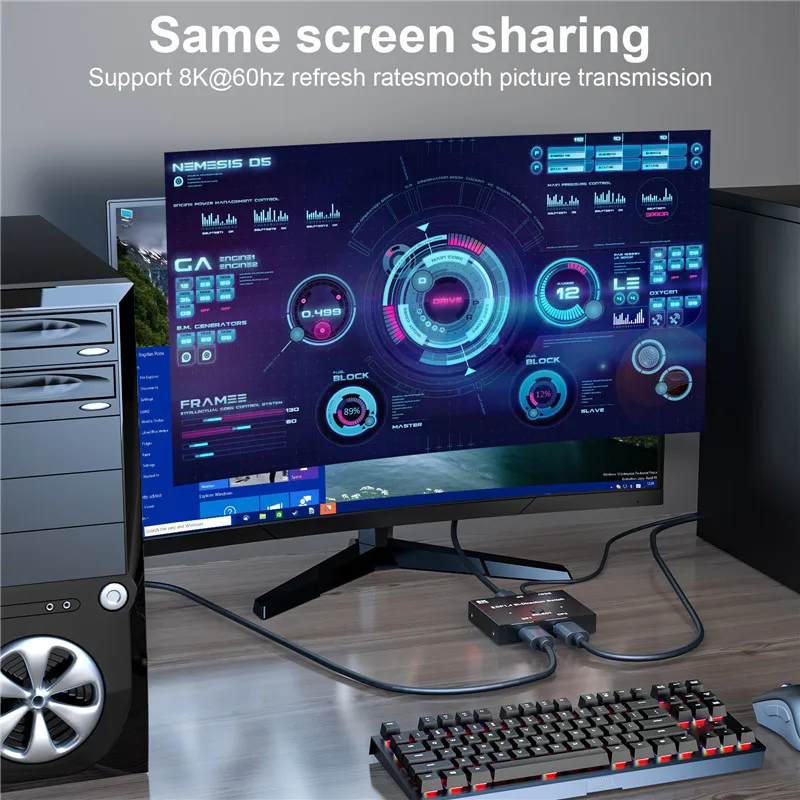 8K Display Port Switch Bi-Directional Manual Switch 2 in 1 Out ...