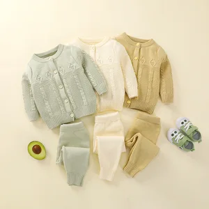 Winter Newborn Baby Solid Color Knit Sweater Kids Girl Cotton Knitting Clothing Long Sleeves Toddler Boy Clothes