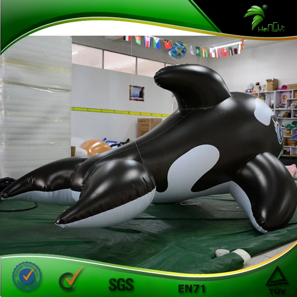 TPU Customized Inflatable Ride-on Black Whale Giant Inflatable Animal Cartoon Character Whale Swimming Pool Toys Parade Balloon
