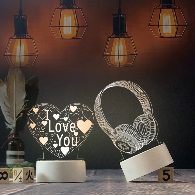 Anime Customized Pattern Bear Lamp 3D Illusion Holiday Gift Table Lamp Home Decoration LED Lamp Kids 3d Night Light RGB Touch