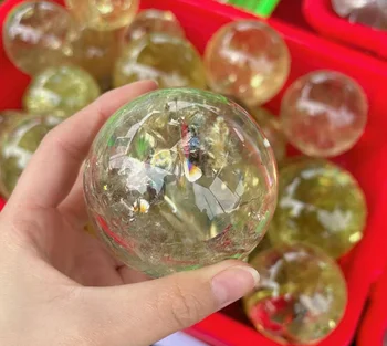 天然シトリン球体 高透明度 ゴールデンシトリンクリスタルボール 研磨