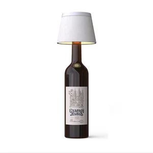 3 Color Tempretures Touch Control Dimmable LED Wine Bottle Table Lamp Customizable Fabric Lamp Shade Wine Bottle Night Light
