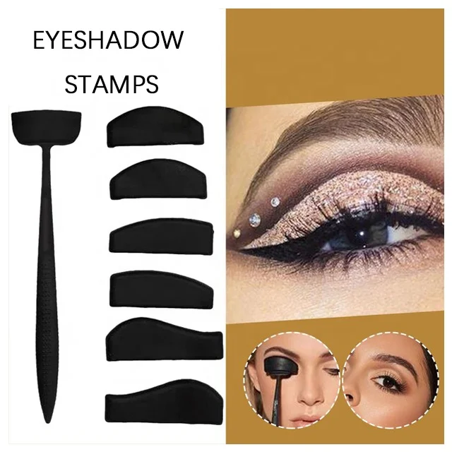 
 Тени для век штампа 6 в 1 тени для век штамп ленивый многоразовые тени для век макияж штамп  