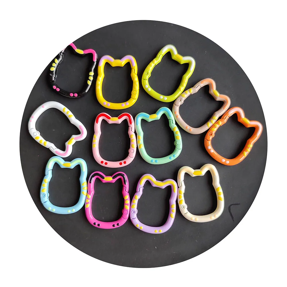 Heart Round Cat Bear Oval Shape Spring Clasp Openable Round Carabiner Keychain Clips Hook Dog Chain DIY Jewelry Buckle Connector
