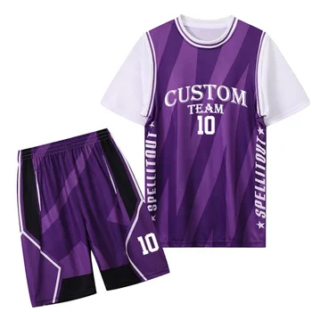 High Quality Creative Design Basketball Jersey for Men Custom Logo Plus Size Breathable New Model Shorts Sets for Adults