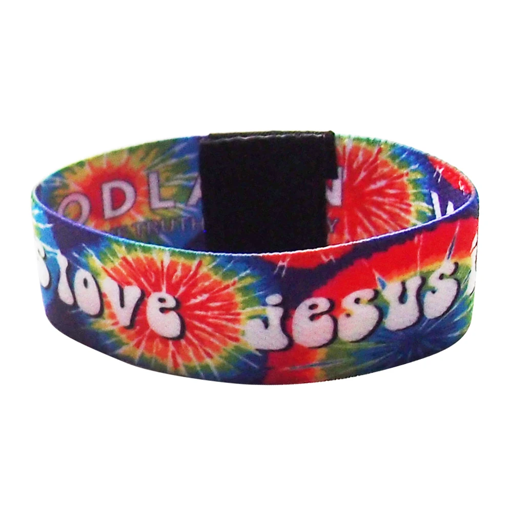 Factory Custom Polyester Elastic Wristbands Bracelet With Woven Label for Promotion