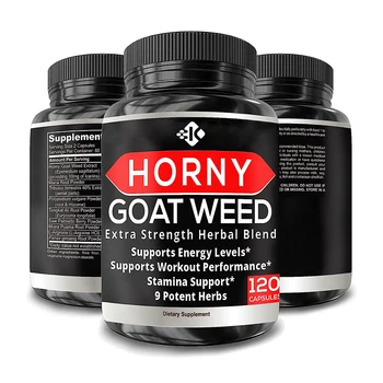 Own Brand Horny Goat Weed Capsules Complex with Tongkat Ali & Maca Root Enlargement Pills for Man Boost Stamina Energy