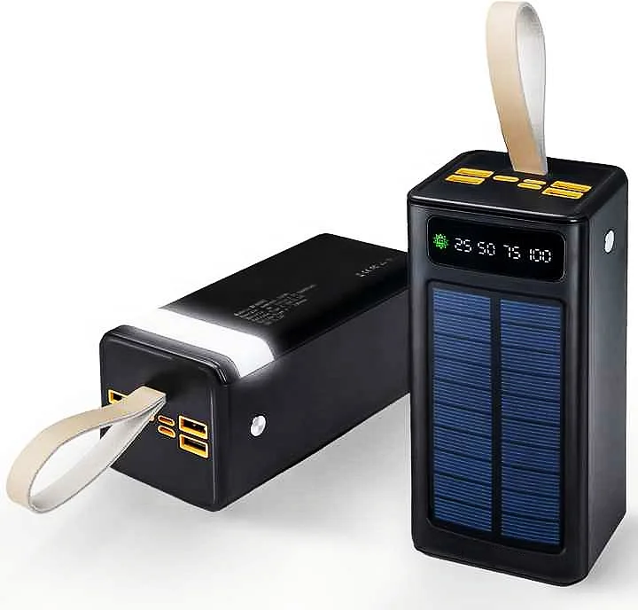 Manufacturer Solar Power Bank with Flashlight and Cables 60000mah Powerbank 100000mAh Solar Charger Solar Power Banks for Phones