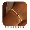 Bracelet perles grenat et or