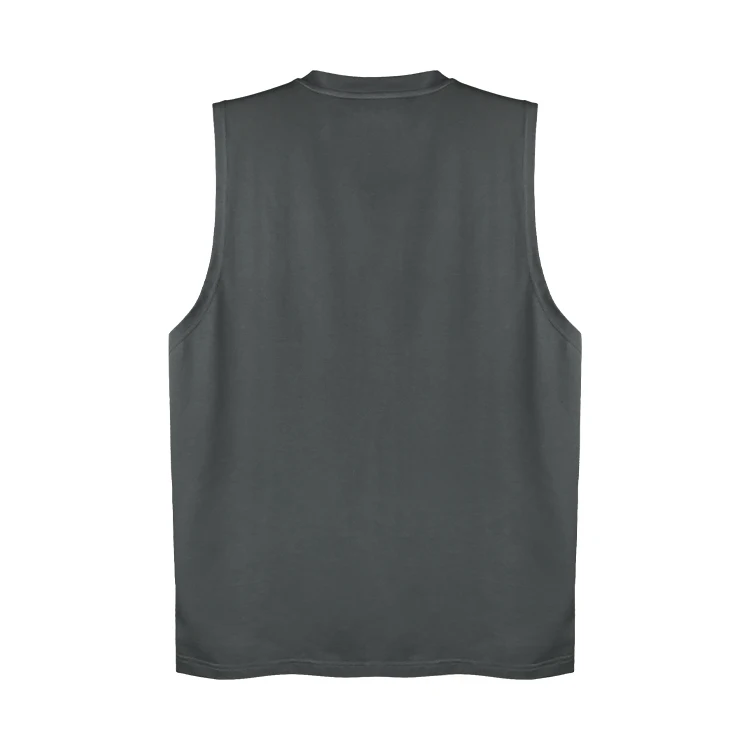Grey Washed Vest 100% Cotton Digital Printing Gym Clothing Cut Off Tank ...