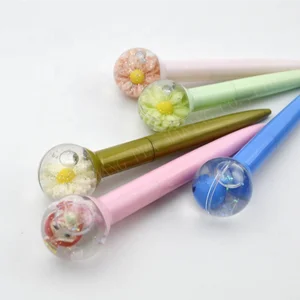 Popular Korea Shiny Crystal Round Ball Gel Pen Ball Pen with Cartoon Design Inner Ball