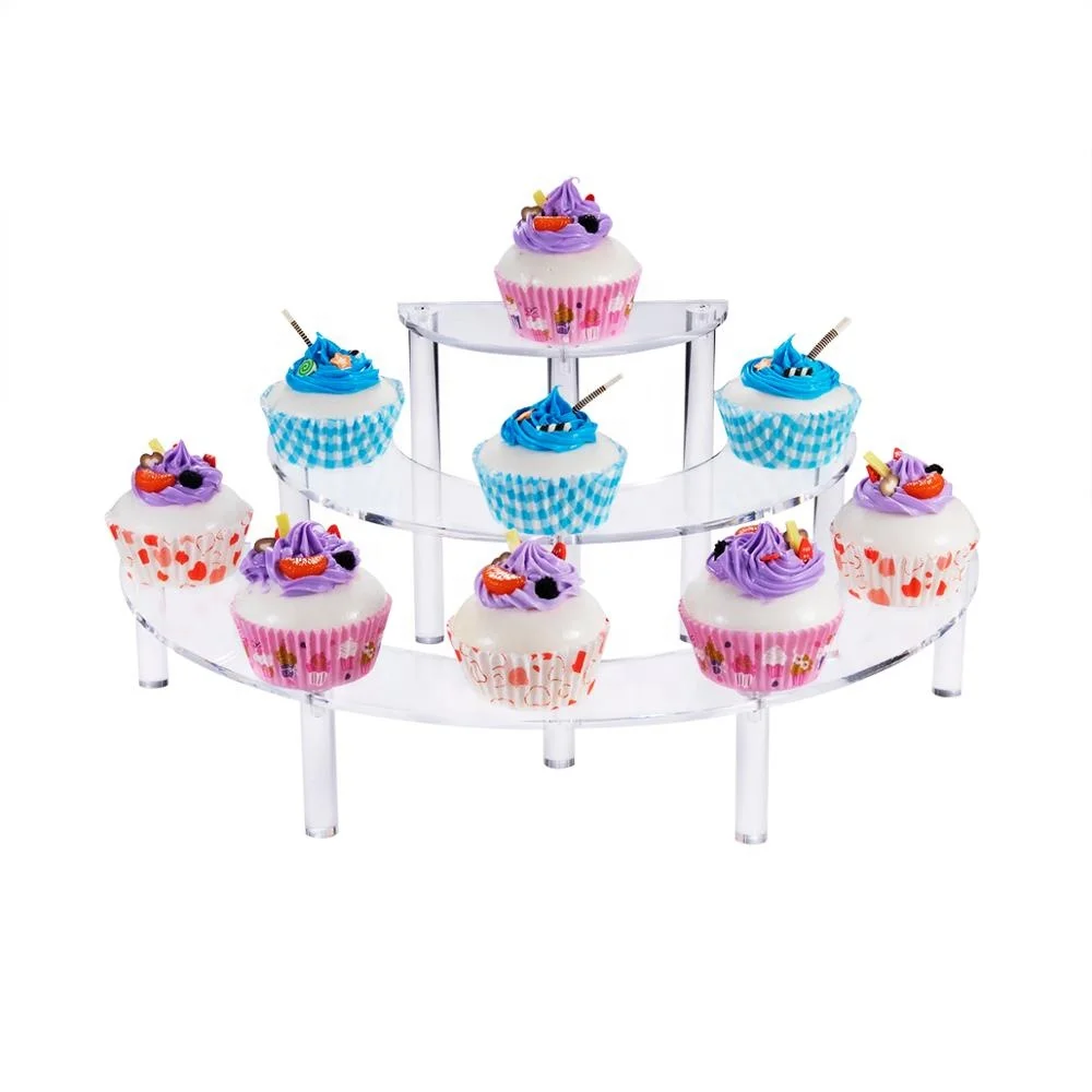 透明アクリル 3 ステップディスプレイスタンド 3 層のカップ