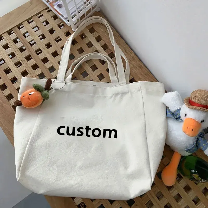 Wholesale Eco-Friendly Large Capacity Cotton Tote Bag Custom Logo Printing on Plain Canvas for Women Personalized Shopping Bag factory