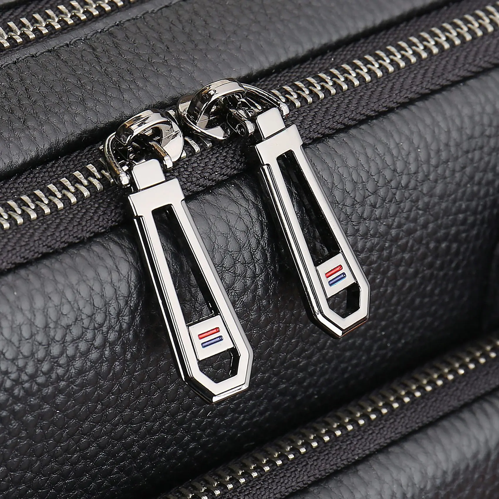 Original Factory Drop Shipping Cow Leather 15.6 Inches Business Bag Real Black Pebble Genuine Leather Computer Laptop Briefcases