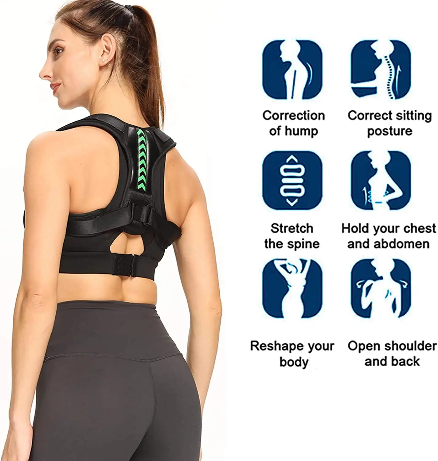 Adjustable Back Posture Corrector De Postura Clavicle Spine Brace ...