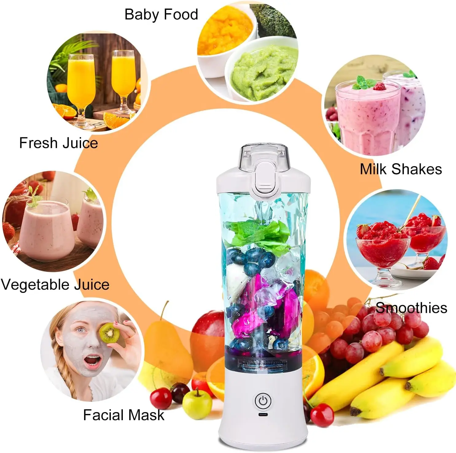 Wholesale 600ml Rechargeable Portable Blender Hand Blender Mixeur