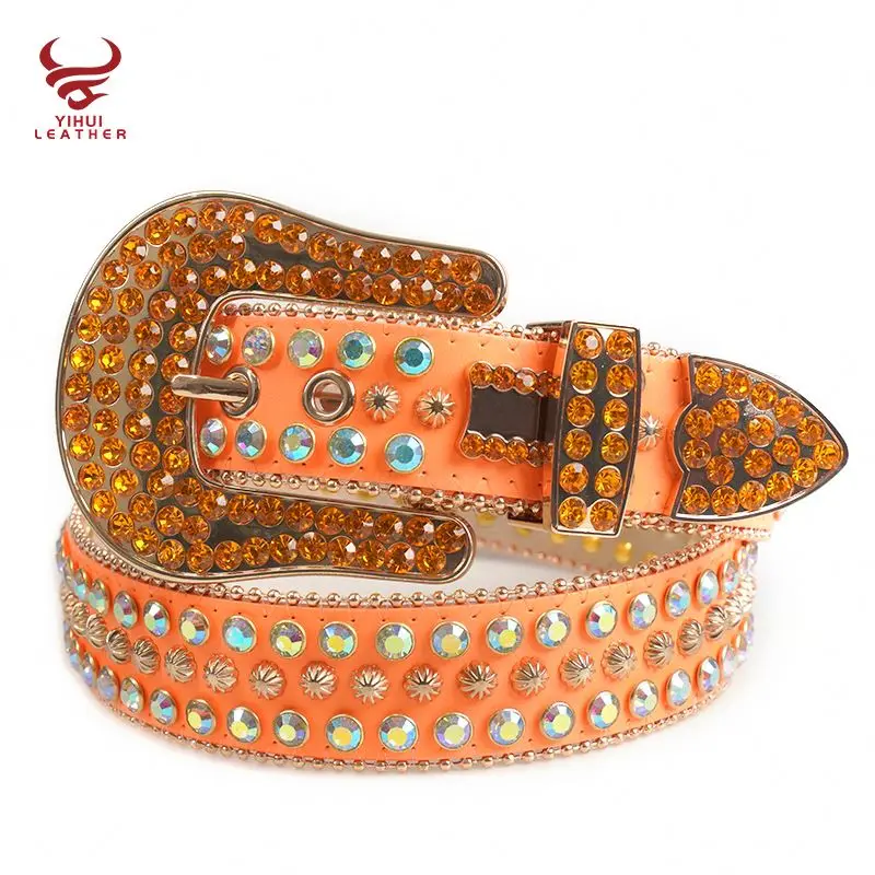 Wholesale Wholesale boys cowboy belt BB Simon crystal design alloy cross  pattern PU leather belt men From m.