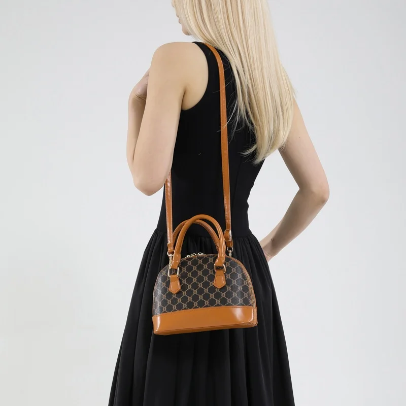 Korean Style Retro PU Leather Handbag 2025 Summer New Trendy Casual Polyester Zipper Shoulder Bag Western Style Fashion
