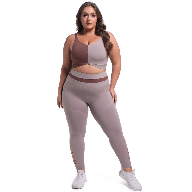 product womens plus size 2 piece tracksuit set with sports bra yoga fitness yoga pants  exercise sportswear gym clothes yoga conjuntos-56