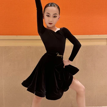 Vennystyle High Quality Long Sleeve Ice Figure Latin Dance Dress for Women & Girls Performance Wear Costume latin dance dress