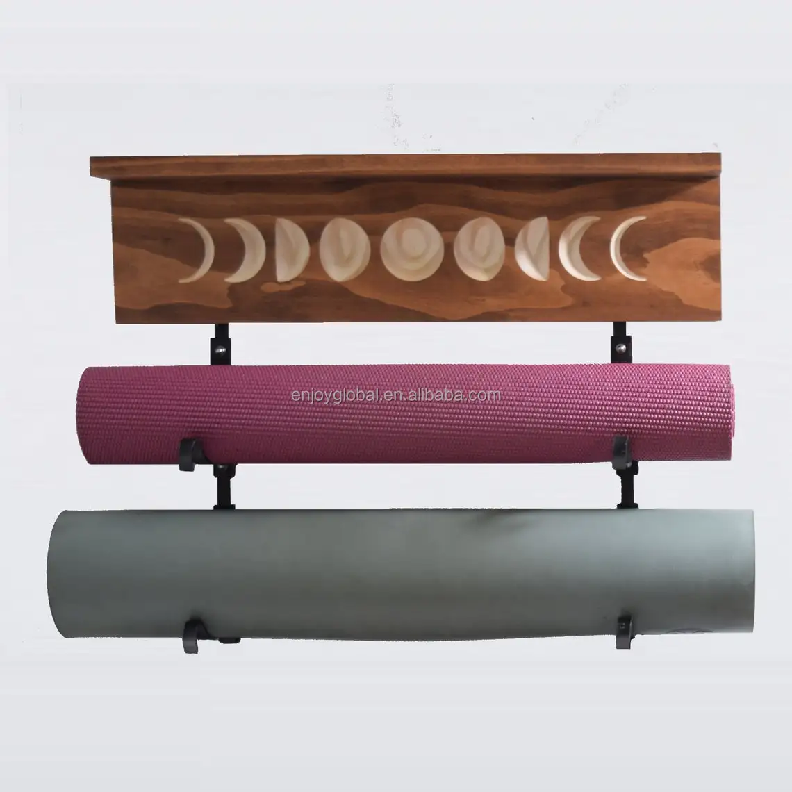 Wood Yoga Mat Holder Shelf Rack Wood Mat Holder Wall Shelf Home Decor