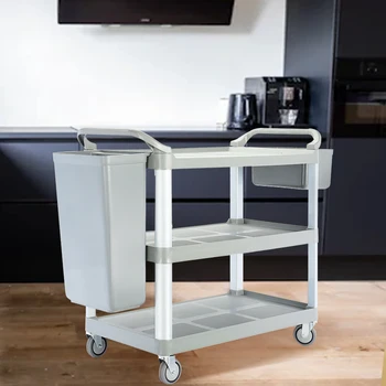 DaoSheng Commercial Hotel Dining 3 Tier Shelf Plastic Utility Cart Service Trolley Kitchen Cart On Wheels