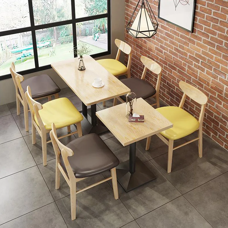 Hot Sale Modern Solid Wood Commercial Furniture Use Coffee Shop Sofa Booth Seating Fast Food Dining Restaurant Table School