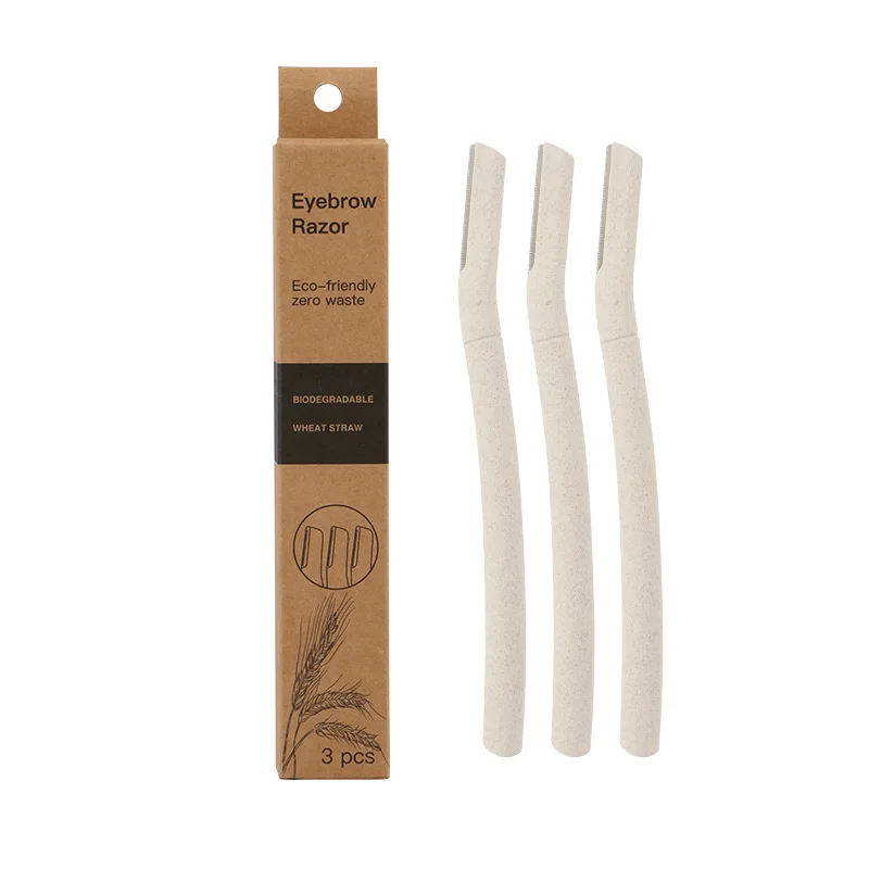 Eco Friendly Wheat Straw Biodegradable Eyebrow Trimmer Tool Makeup Facial Hair Eyebrow Razor