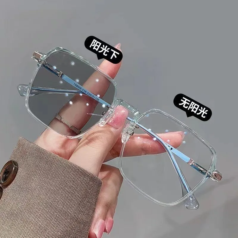 Ultralight Classic Color Changing Lens Anti Blue Light Computer Large Square Photochromic Optical Glasses Eyeglasses Frames
