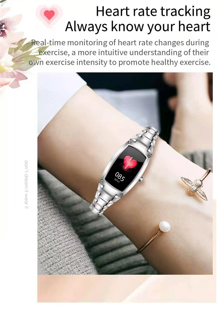 2021 New Launched Fashion ladies Bracelet Band H8 pro Smartwatch Women Heart Rate Blood Pressure Smart Watch H8 pro