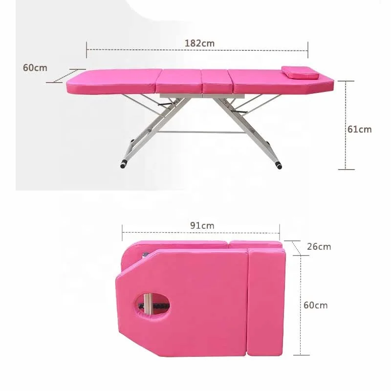 Table De Massage Portable Pliable - Couleur Rose - Pour Salon Beauté, Tatouage, Thérapie - Neuf