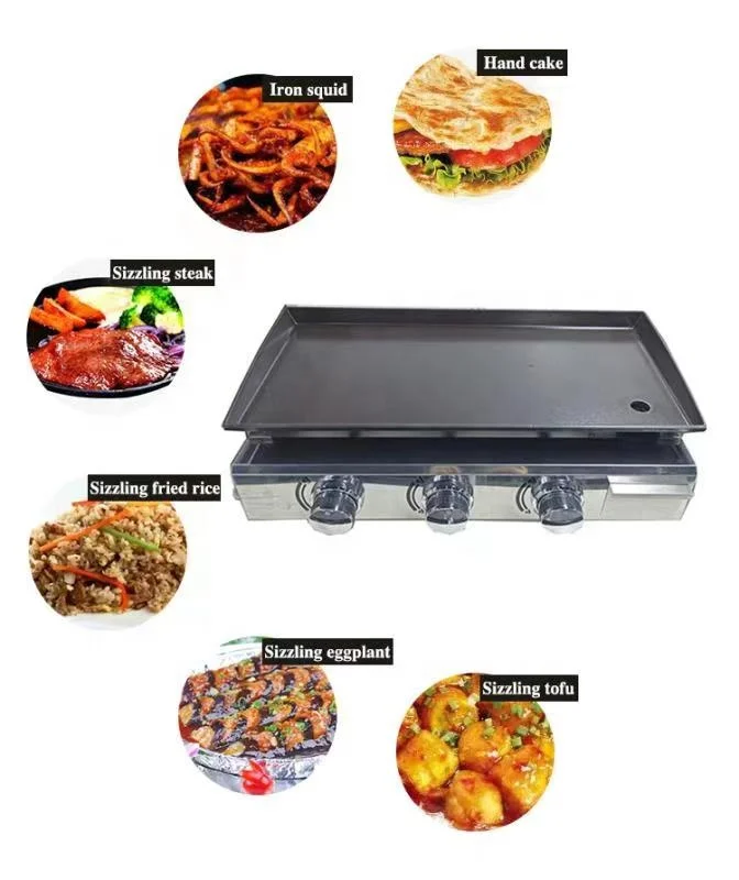 restaurant flat stainless steel table top large equipment commercial bbq gas grill gas griddle supplier