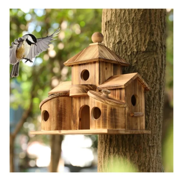 Factory Custom Wooden Bird House Backyard Patio Decor Nesting Box Birdhouse Wooden Bird Feeder