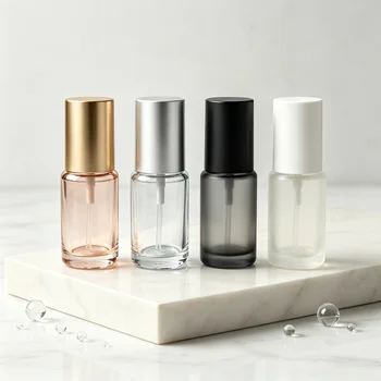30ml Clear Glass Spray Bottle with Gold Cap and Lotion Pump Empty Container