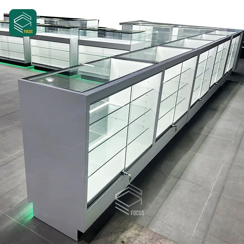 Retail Store Display Counter Countertop Glass Display Cigar Shop Display Showcase Smoke Shop Shelves