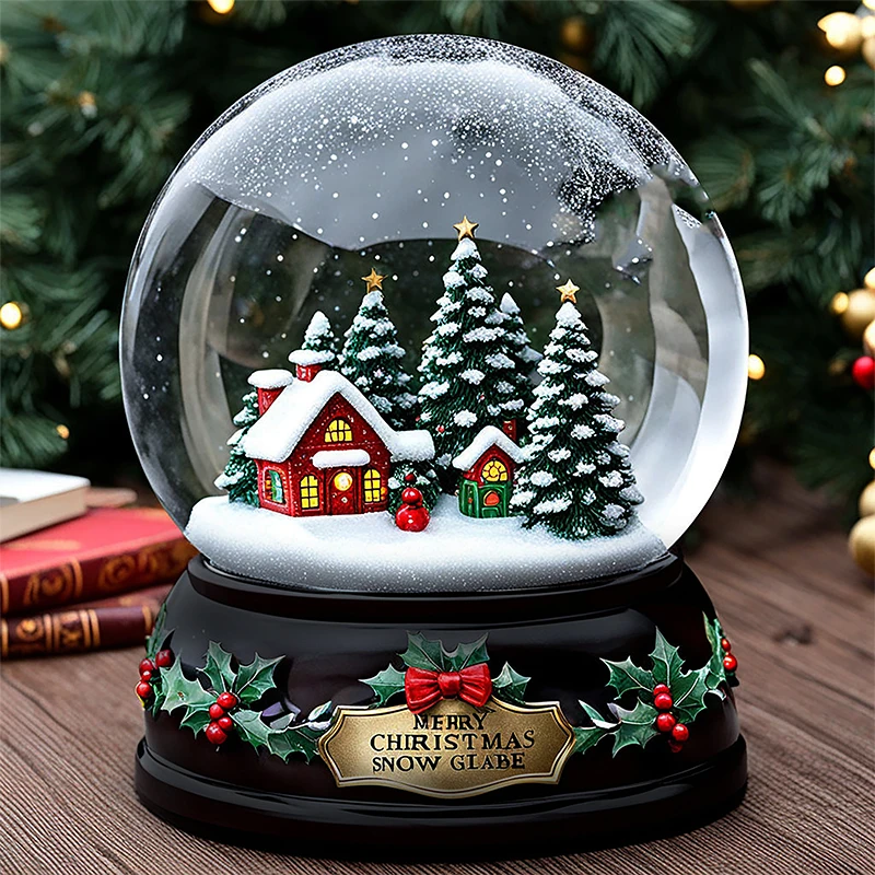 Resin Christmas tree miniature village glass snow ball
