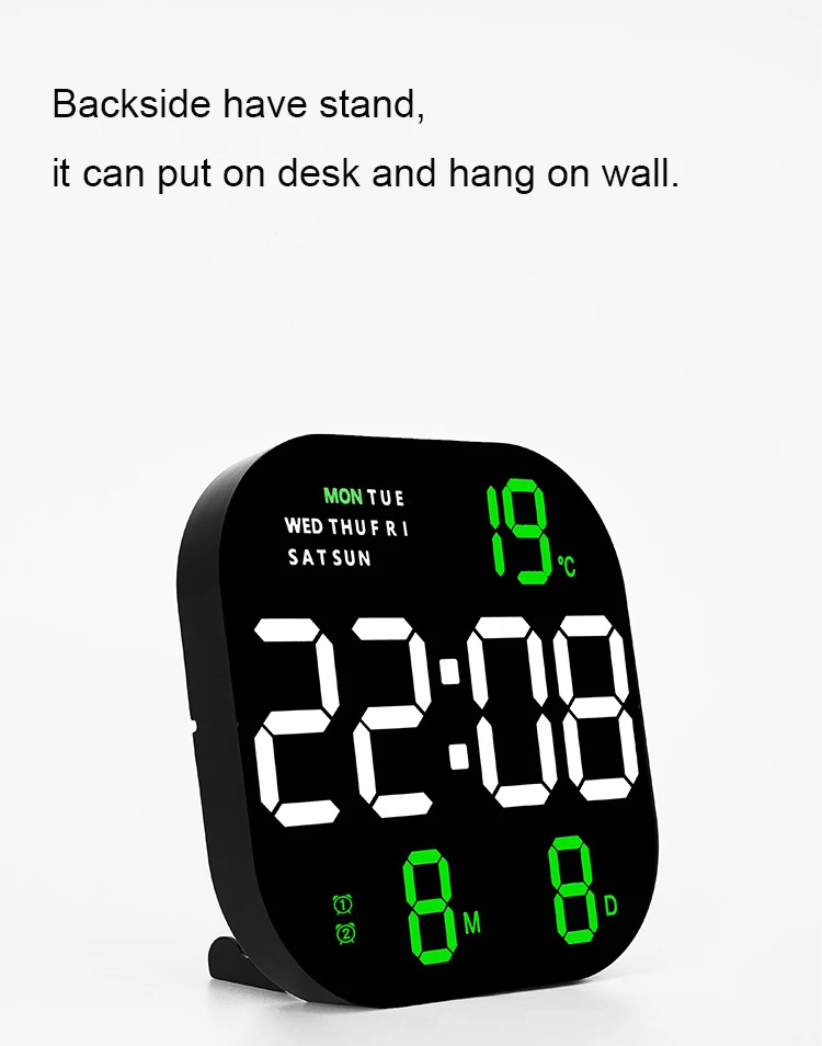 Multifunctional Large Screen Square Led Wall Clock Remote Control ...