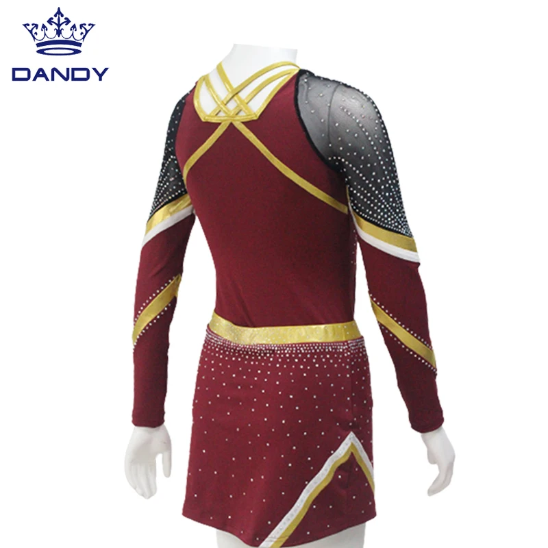 New Design Stretch Cheer Uniforms Cheerleader Outfit Long Sleeve Cheer Athletics Panthers