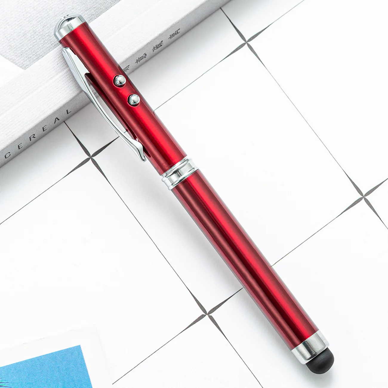 4 in 1 Screen Touch Stylus LED Light Solid Metal Pen Powerful Laser ...