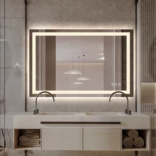 Customize Bathroom Mirror with Adjustable 3000K/4000K/6000K  anti fog music play Smart Bathroom LED Mirror