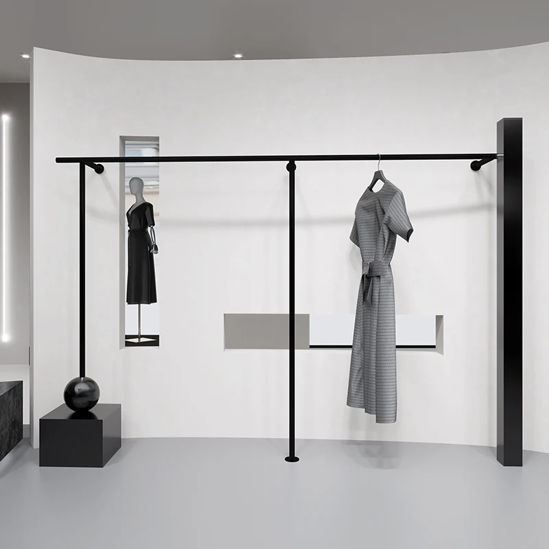 Retail Store Metal Hanging Clothes Rack Shop Fitting Wall Mounted