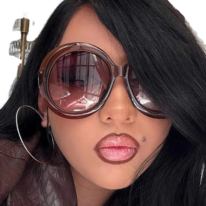 Oversized Round Women Fashion Sunglasses  Luxury Brand Designer Thick Frame Sun Glasses aperçu 2