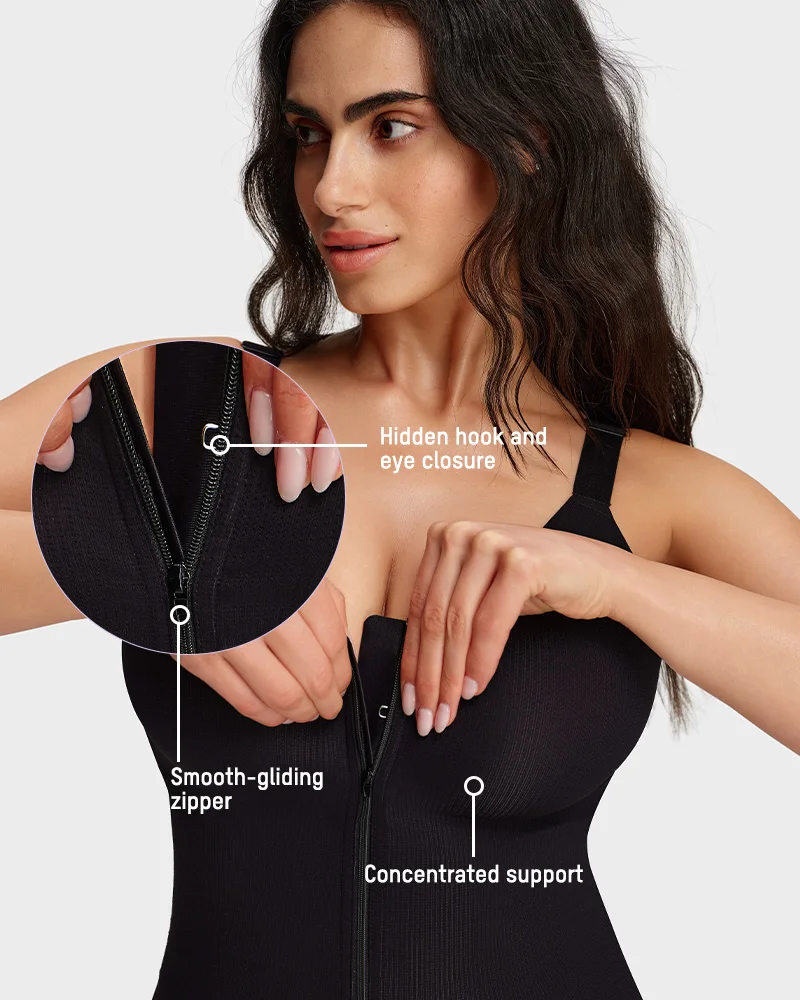 Body-shaping Bodysuit with Zipper Crotch Tight-fitting Firm Control ...