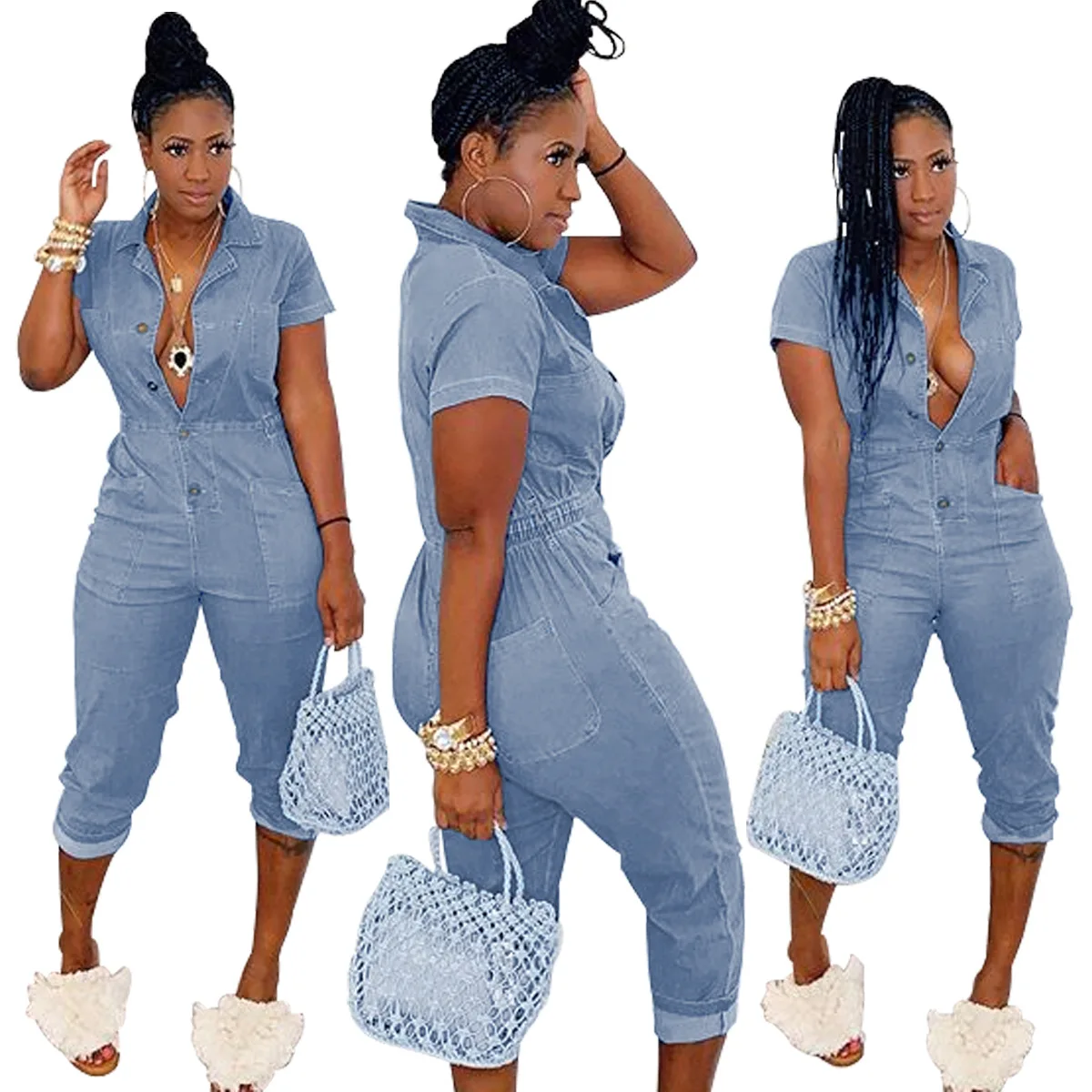 Verstrikking Ecologie Vloeibaar Hot Selling One Piece Casual Pants Jumpsuit Woman Button Blue Jean Denim  Jumpsuit Romper - Buy Rompers And Jumpsuit Rompers,Jean Romper,Jean  Jumpsuits Women Denim Product Product on Alibaba.com