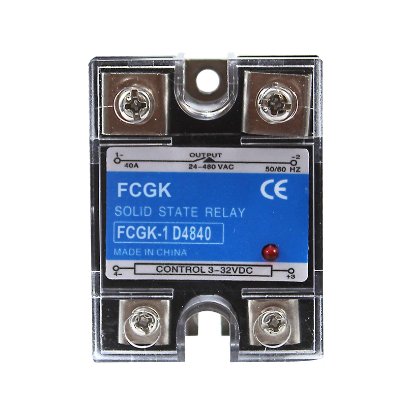 FCGK High Voltage Single Phase Solid State Relay Dc to Ac Ssr40da 3 to 32v 400vac Ssr Relay 40amps