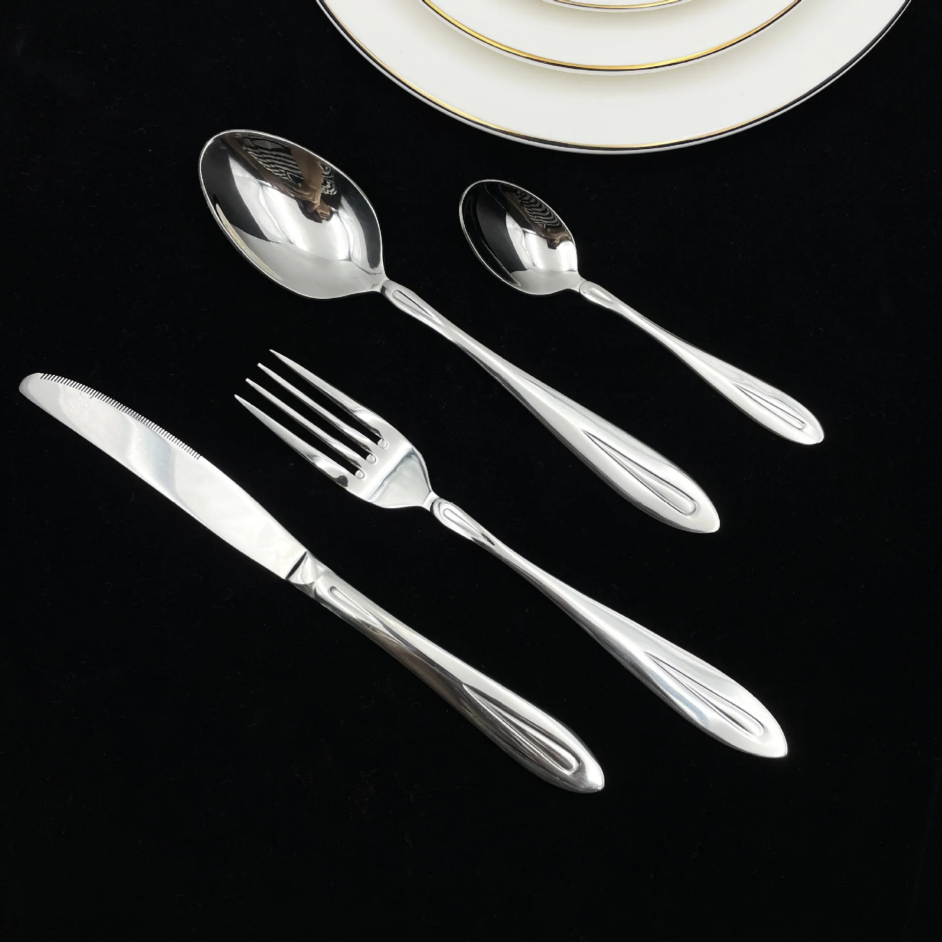 Bulk Blanks a Besteck Custom logo Dinner Fork Spoon Knife Silverware Stainless Steel Flatware Set