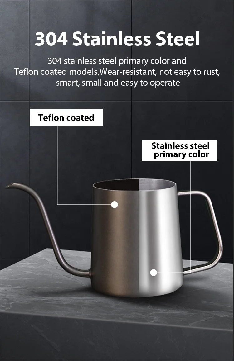 KLP 350ml 600ml Hand Drip Kettle Coffee Pot Pour Over 304 Stainless Steel Tea Coffee Kettle Gooseneck Coffee Tools Set