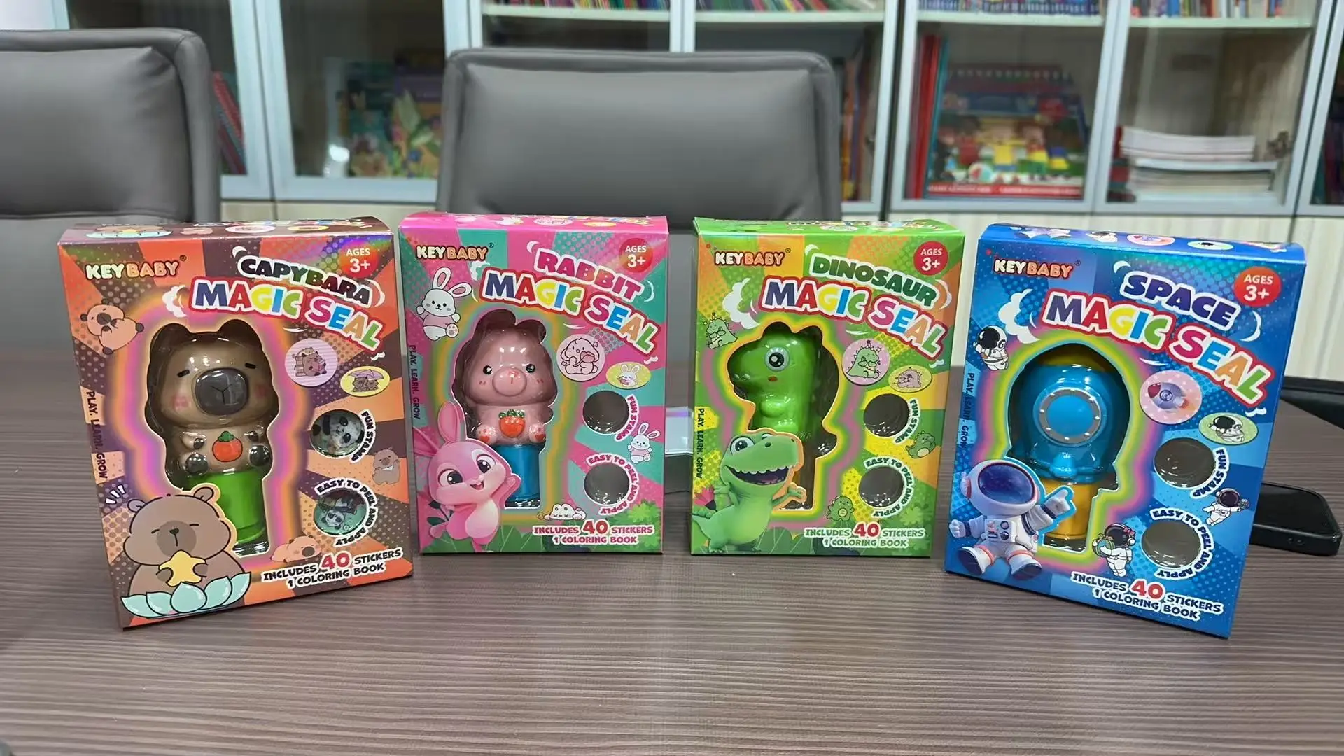 product custom keybaby cute design kawaii capybara seal stamp stationery waterproof sticker toys set with color box-10